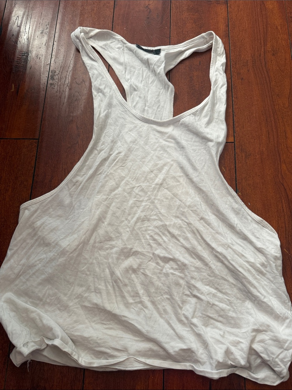 Men White Racerback Tank Top